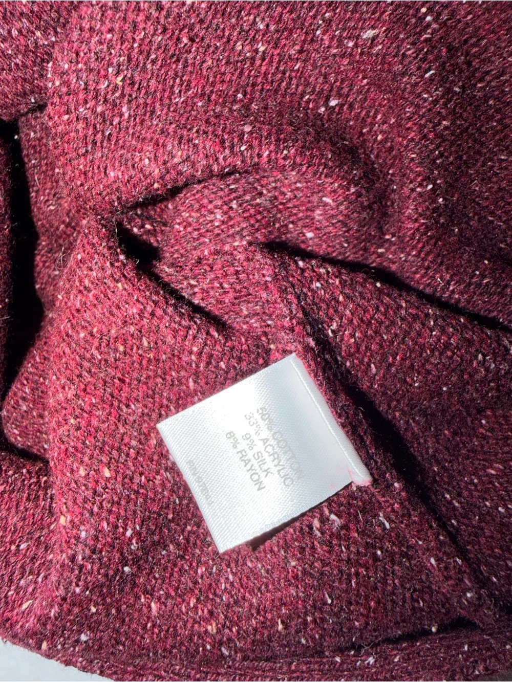 J.Jill Size S Silk Cotton Blend Burgundy Boatneck Flecked Long Sleeve Sweater - Picture 9 of 9